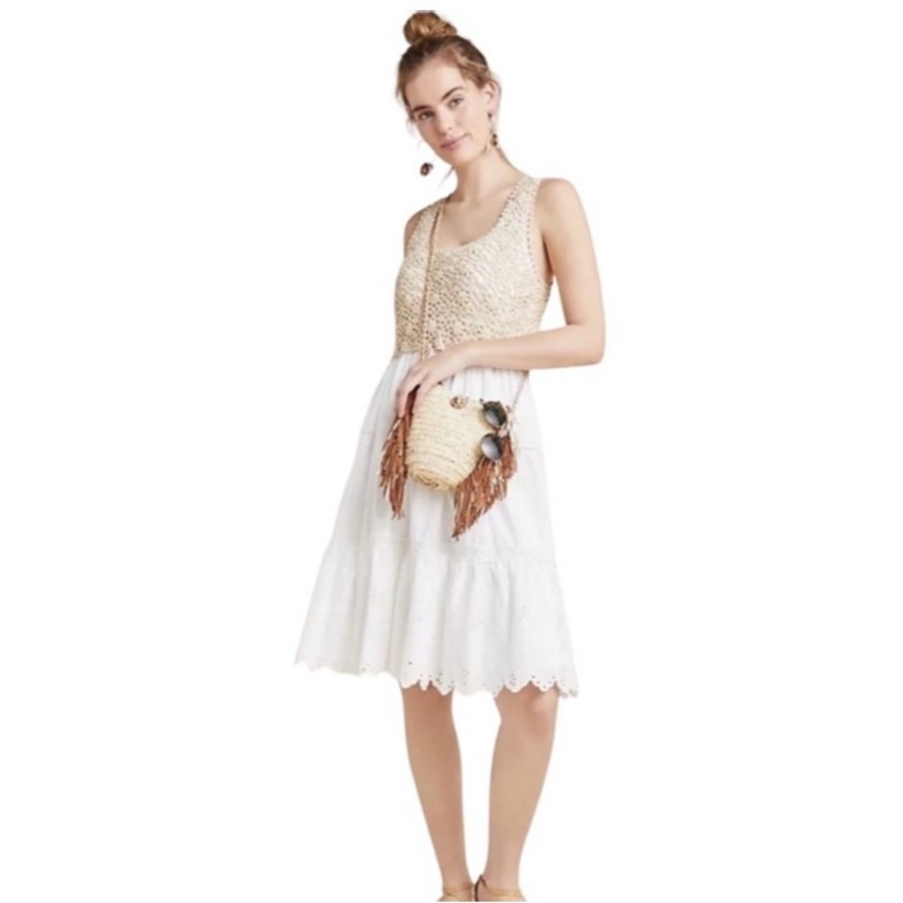 Anthropologie Beckett Eyelet Crochet Dress Small NWT